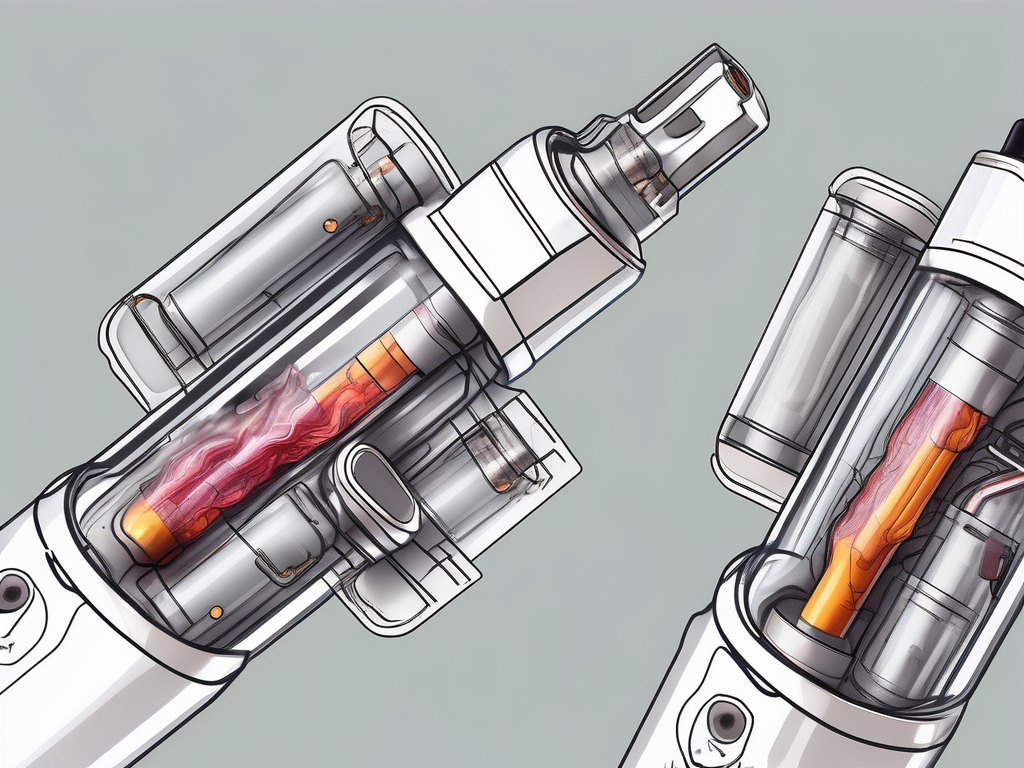 A dissected disposable vape with its internal components like battery