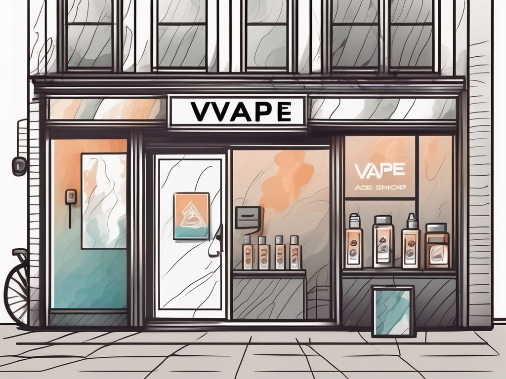 A vape shop with a visible age restriction sign on the door