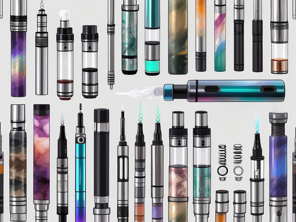 A vape pen disassembled into its various components