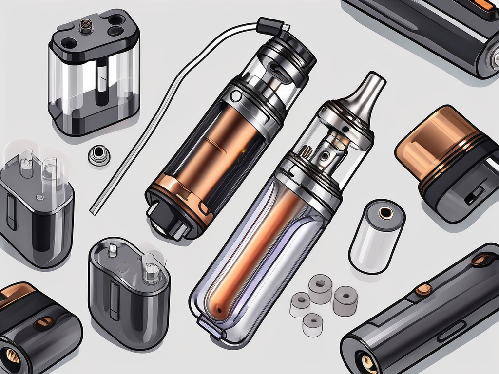 A disassembled rechargeable vape