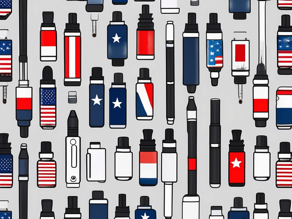 Various vaping devices with elements of the american flag design incorporated into them