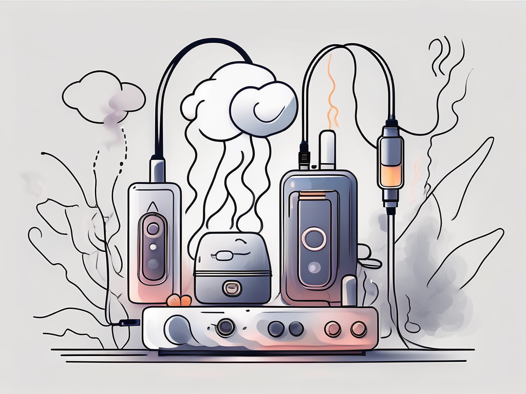 A vape device surrounded by subtle signs like smoke clouds